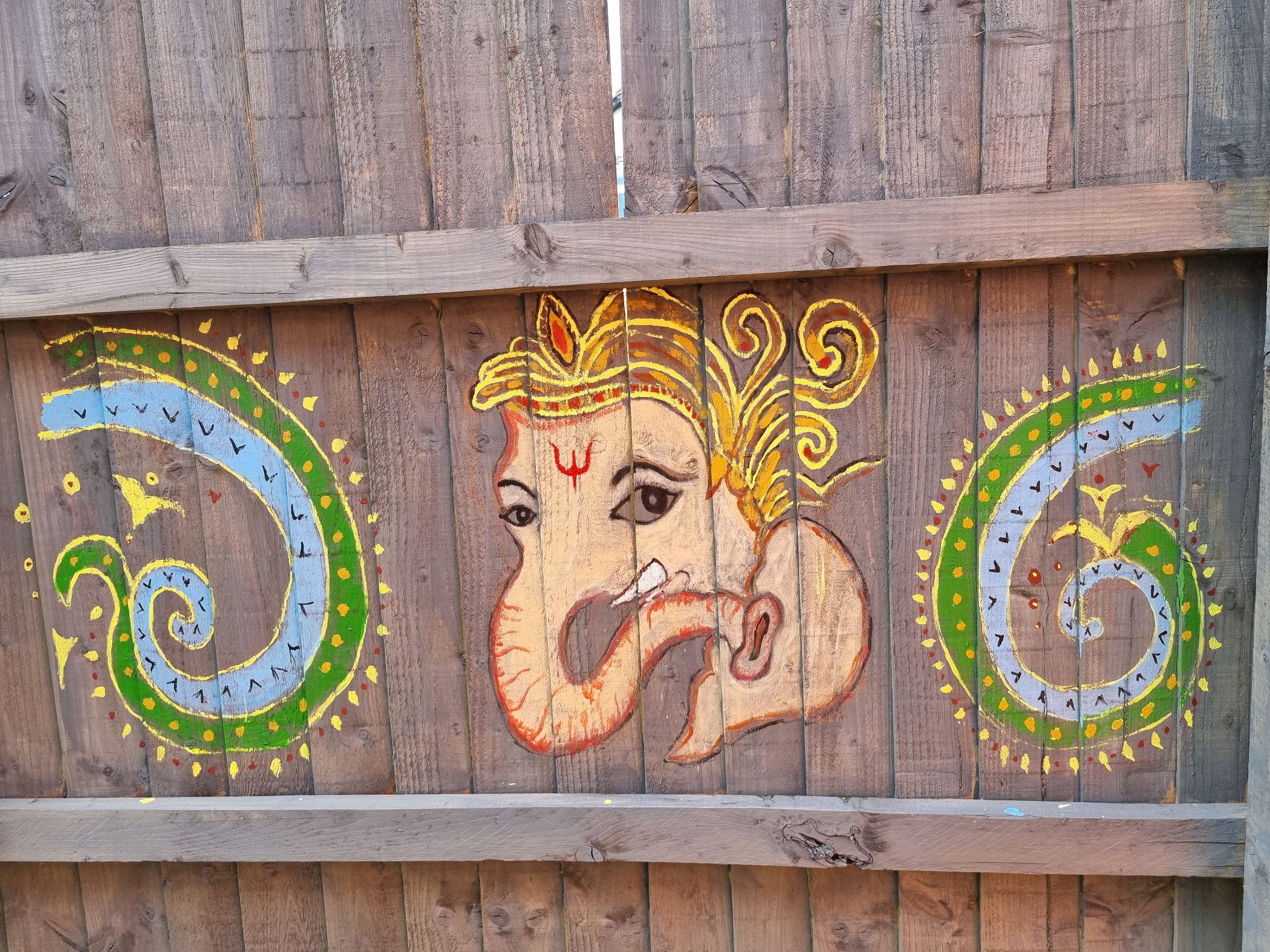 fence painting of Lord Ganesh the Elephant god 