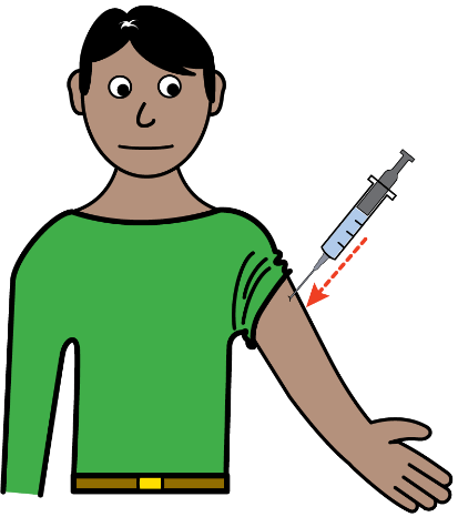 Person recieving injection to arm