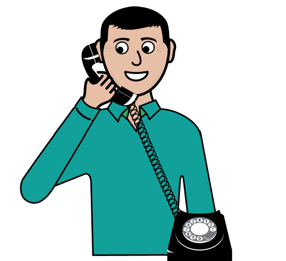 Man using a telephone