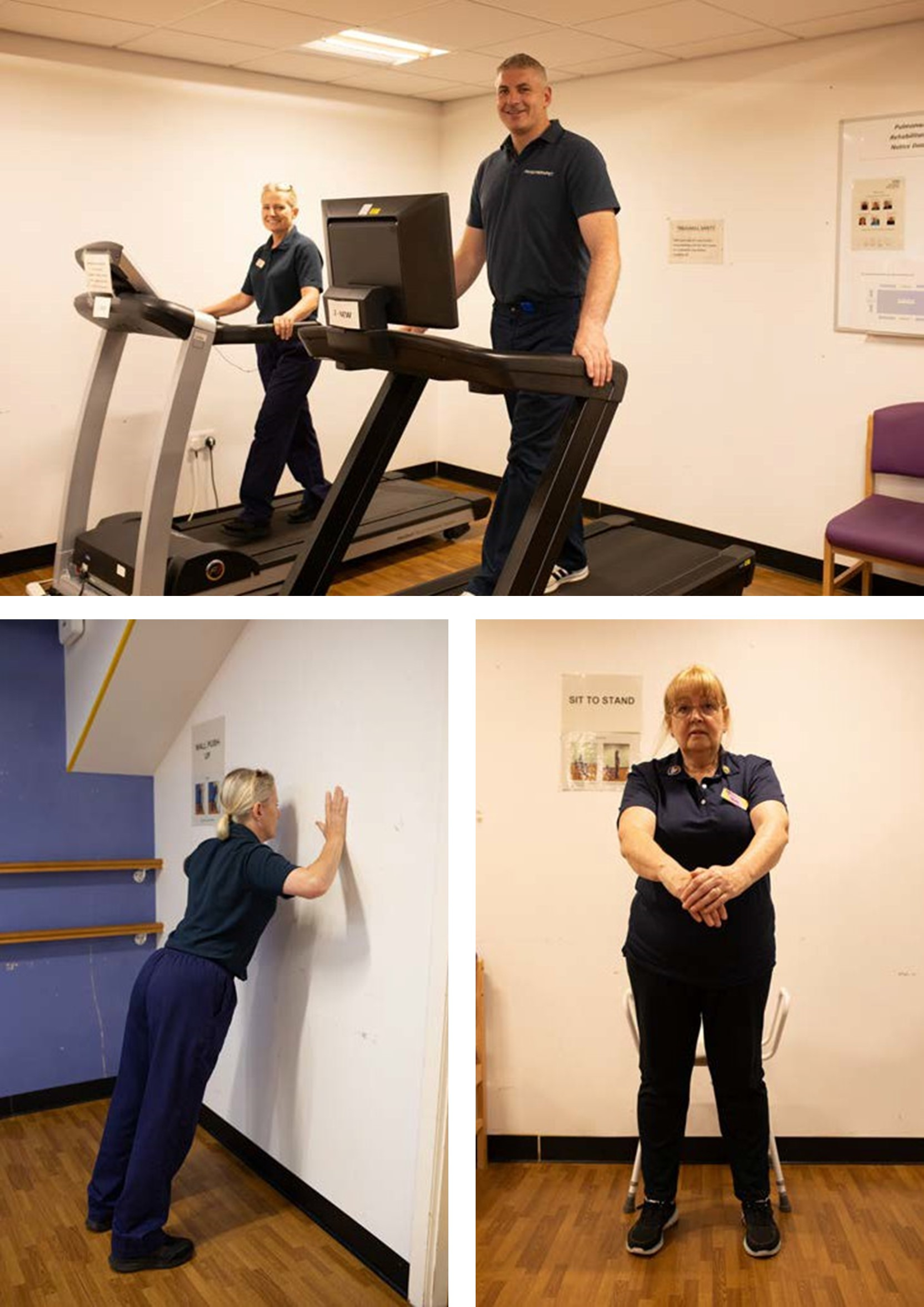 People performing pulmonary rehab exercises