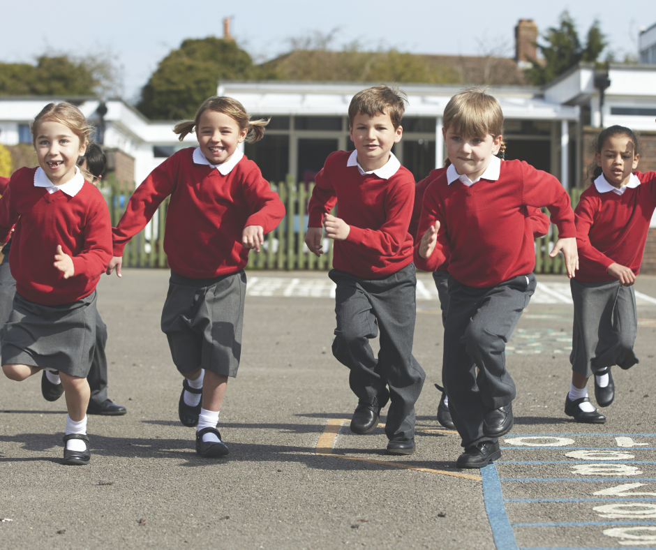 Children running in the playground