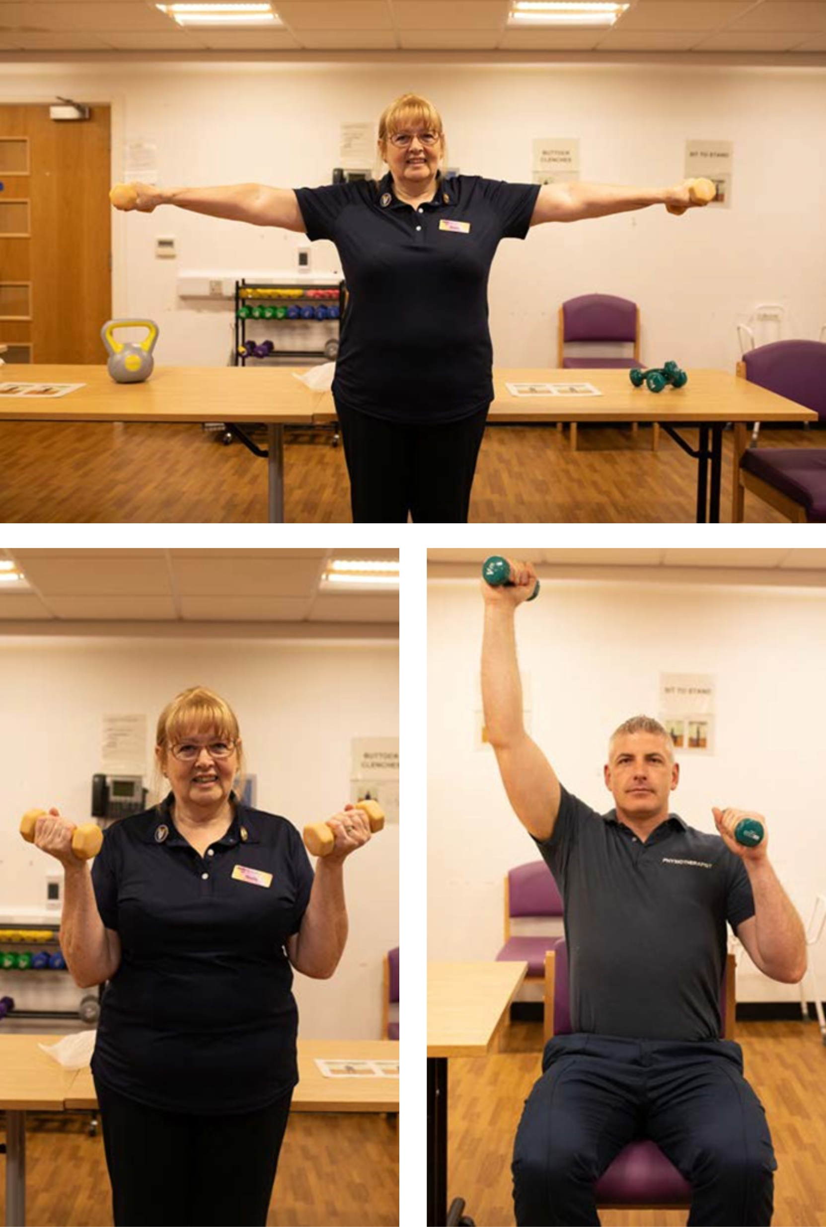 People performing pulmonary rehab exercises