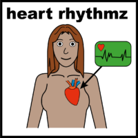 illustration of woman pointing to heart and showing the rhythm