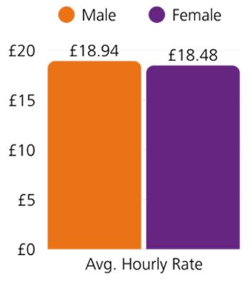 Bar graph comparing the average hourly rate between Indian males and females. 