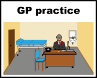 illustration of a GP in their office