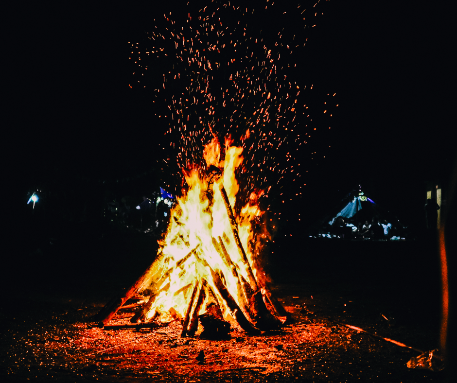 bonfire and flames