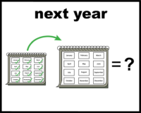 illustration of calendar pointing to next year