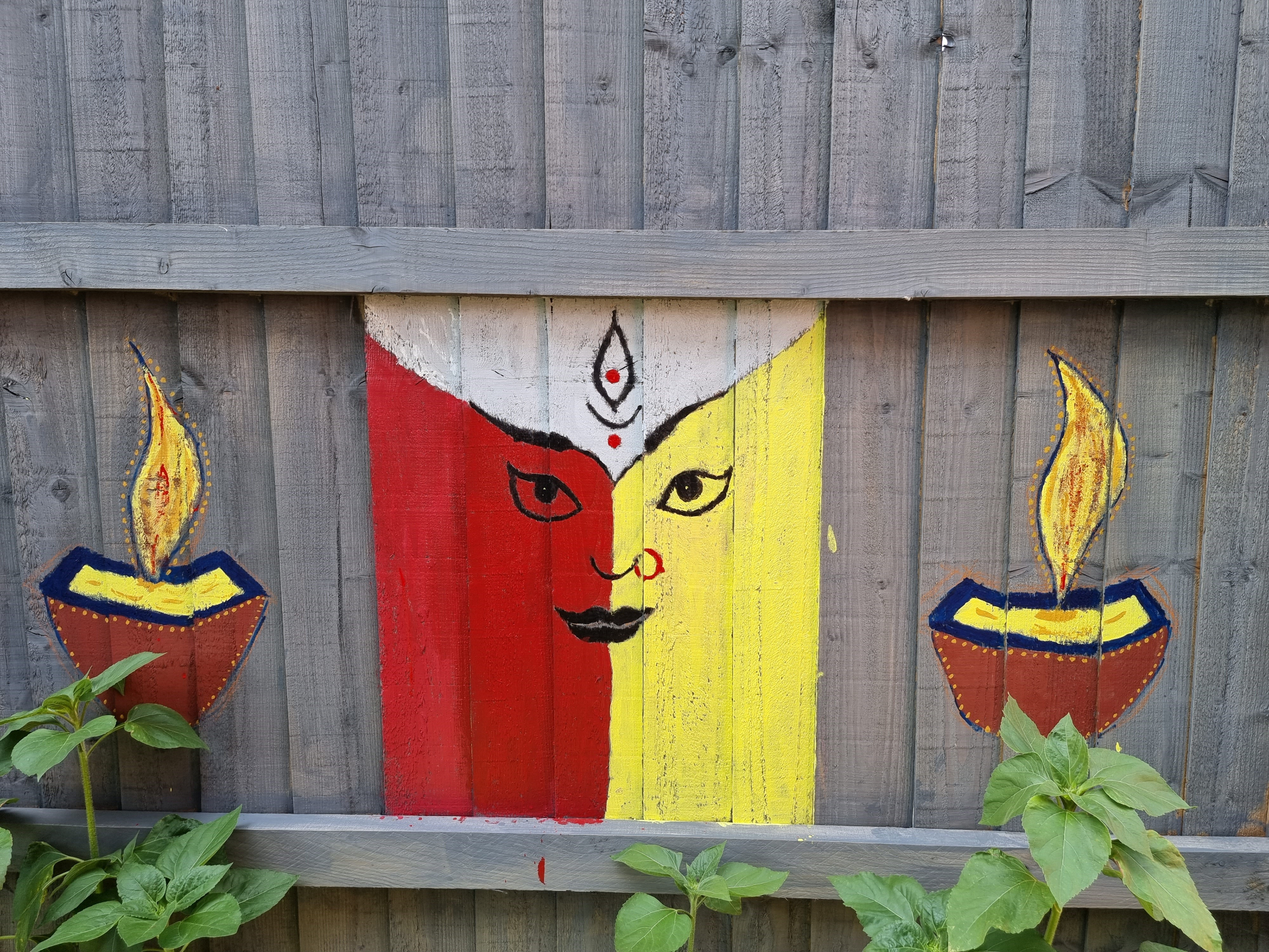 Painting on fence of Goddess Kali 