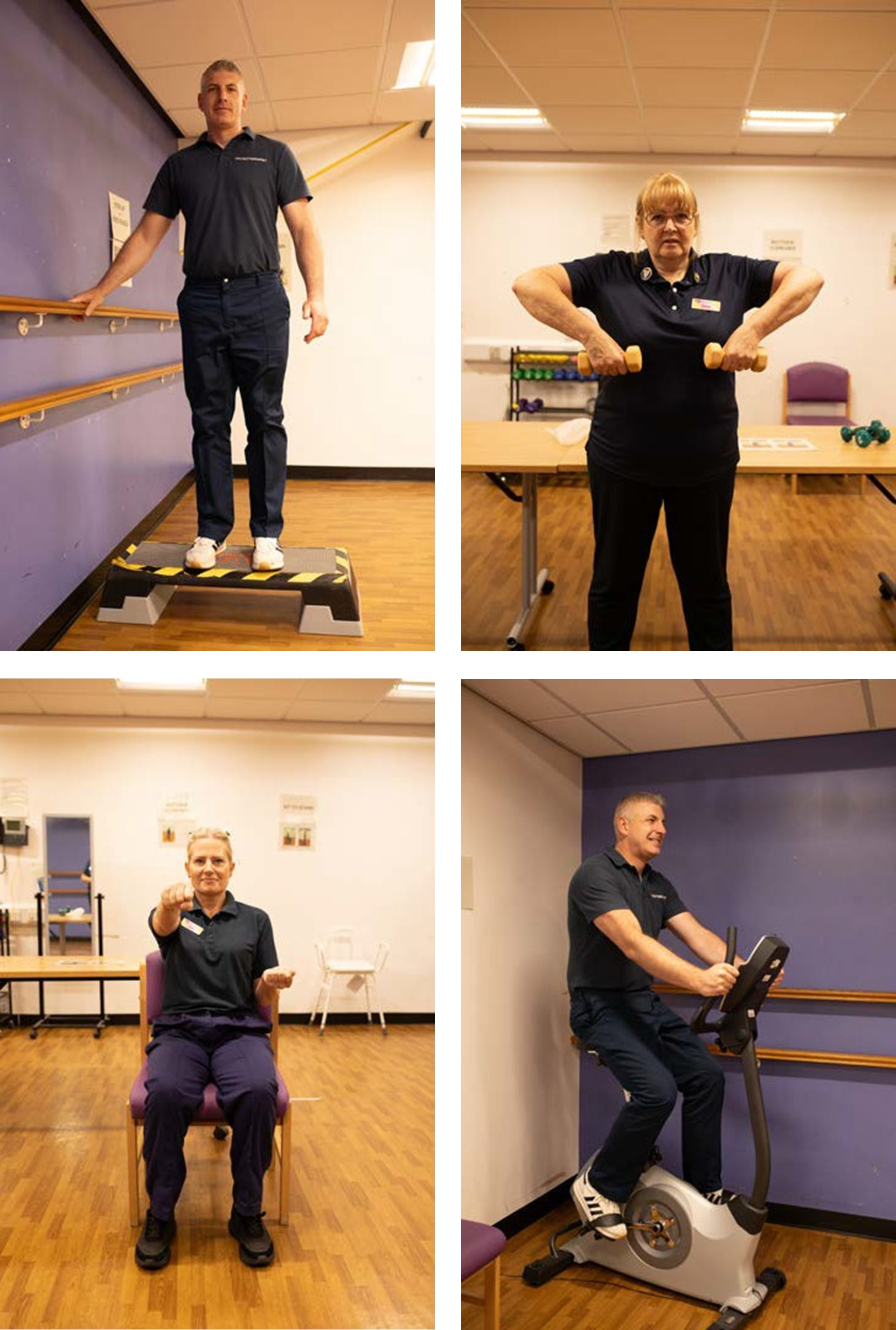 People performing pulmonary rehab exercises