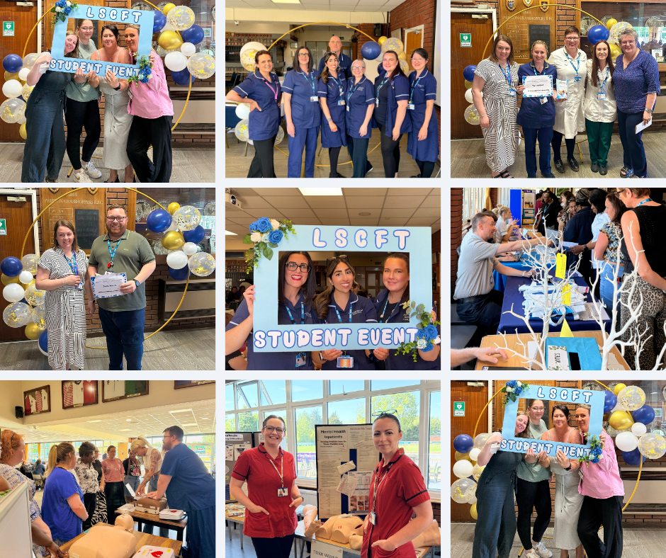 A collage of images of a student nurse event